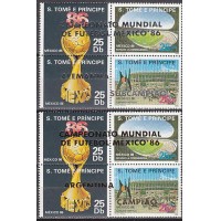 1988 St Tome E Principe M1028-35 Overprint - CAMPEONA DE FUTEBOL gold/silber